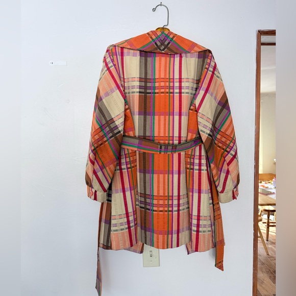 VTG 70s New York Debutogs Rainbow Plaid Spring Belted Maximalist LightJacket S/M - Picture 6 of 16